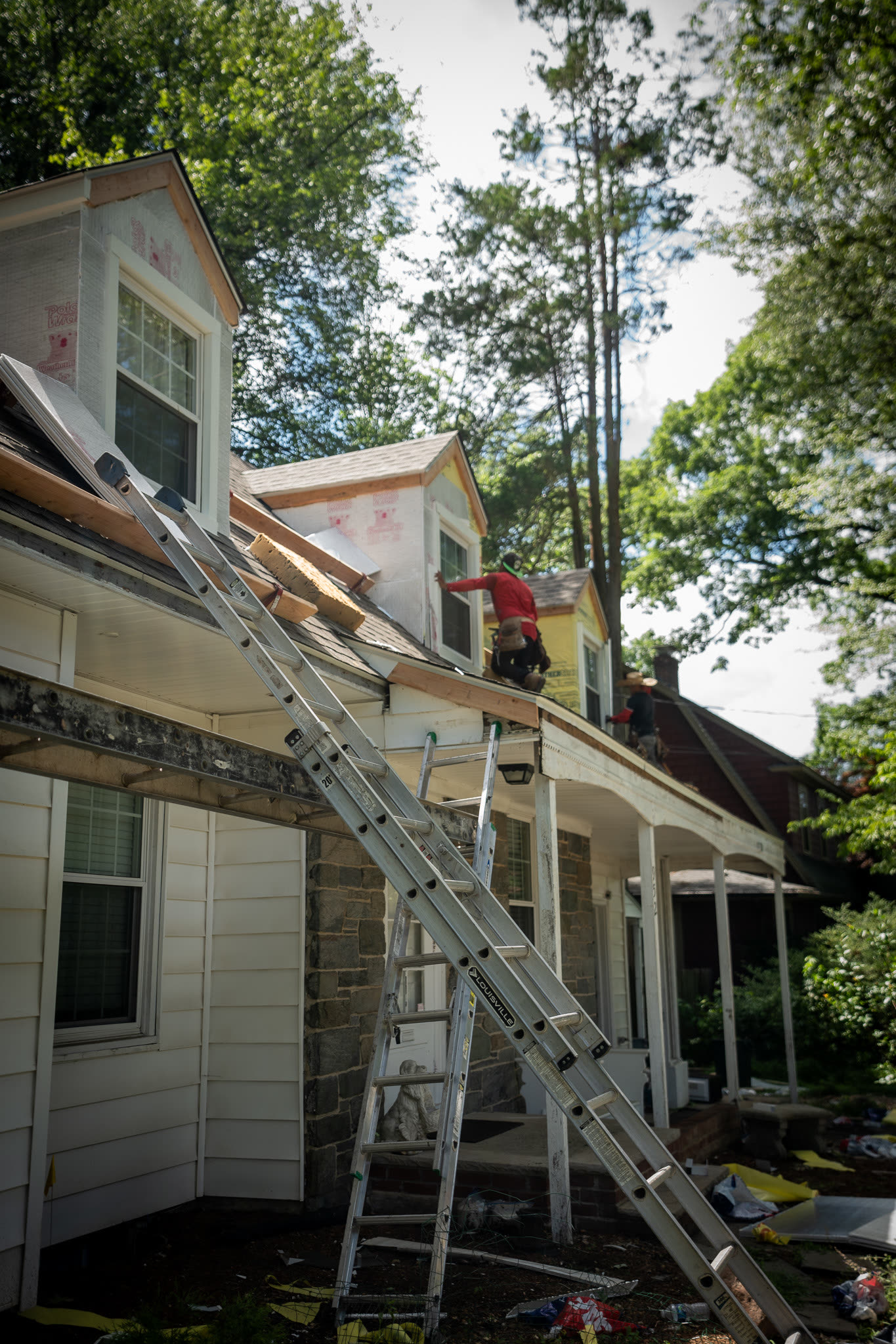 Dormer siding wrap, wide shot
