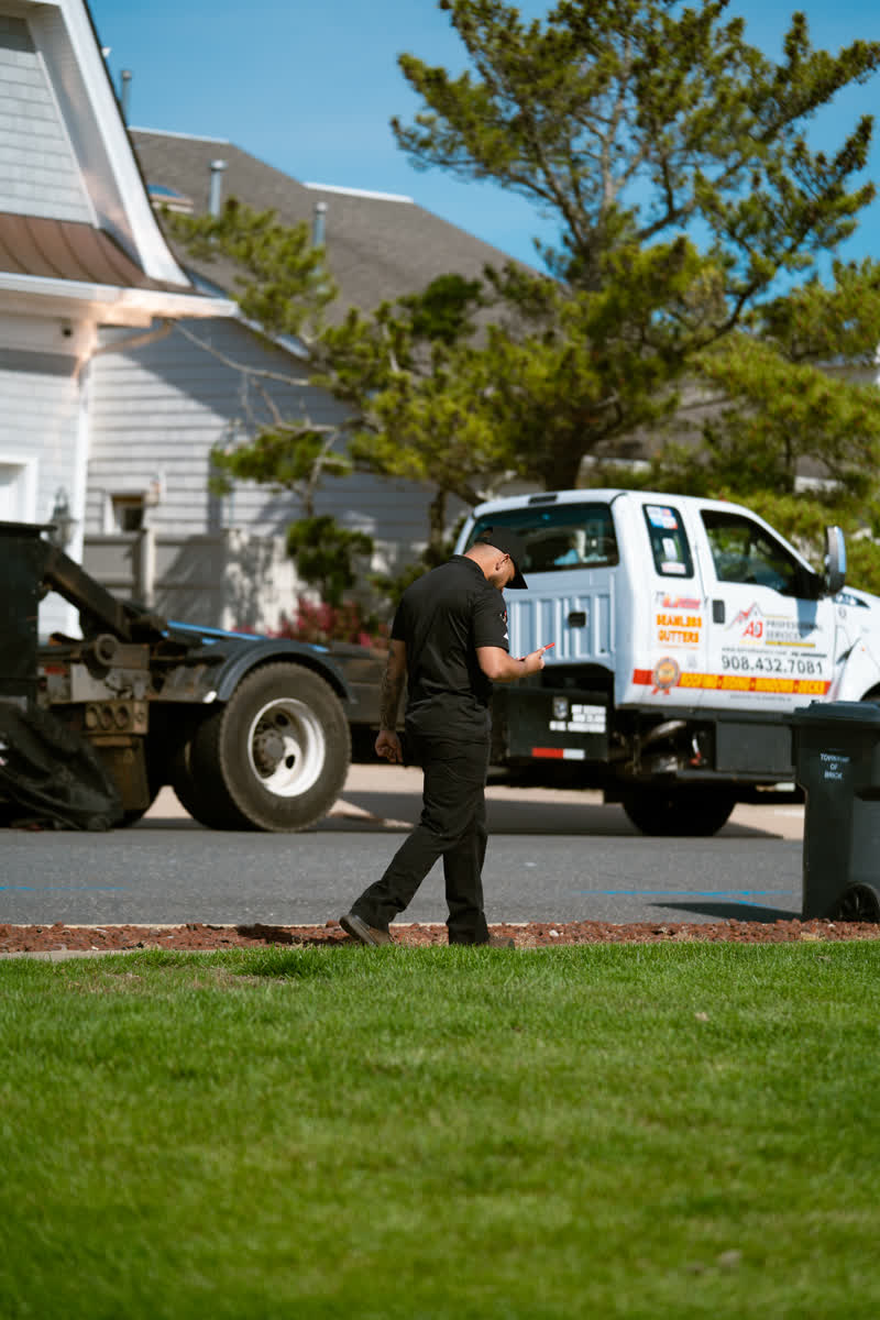 A&J truck and crew on a commercial job site